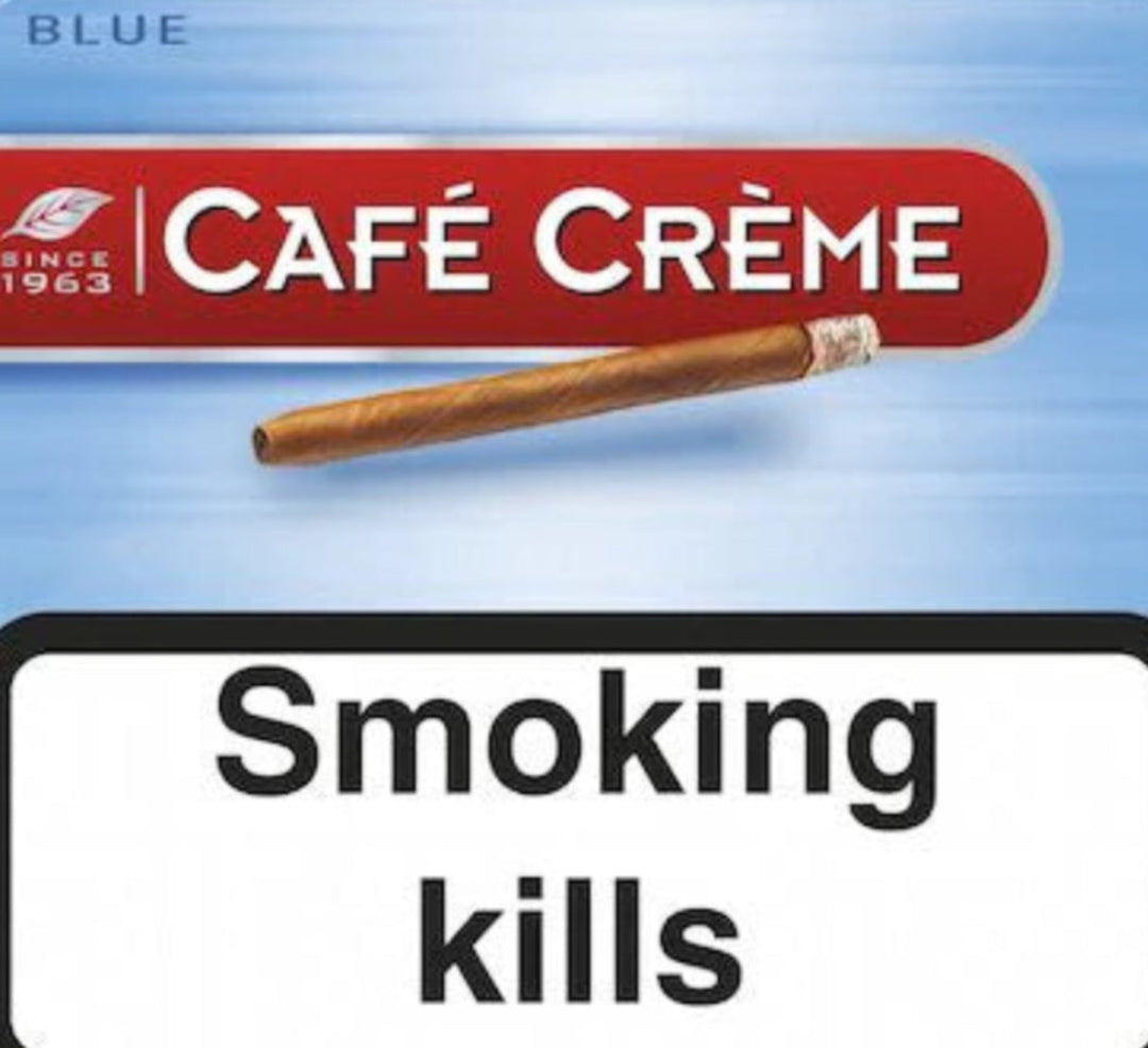 Café Crème cigarette pack with a smoking kills warning label.