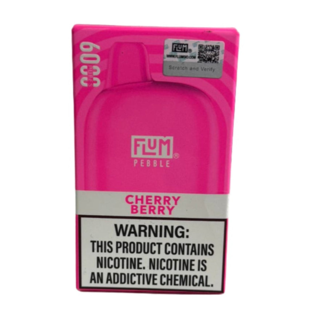 Pink packaging of a vape device with warning label on a white background