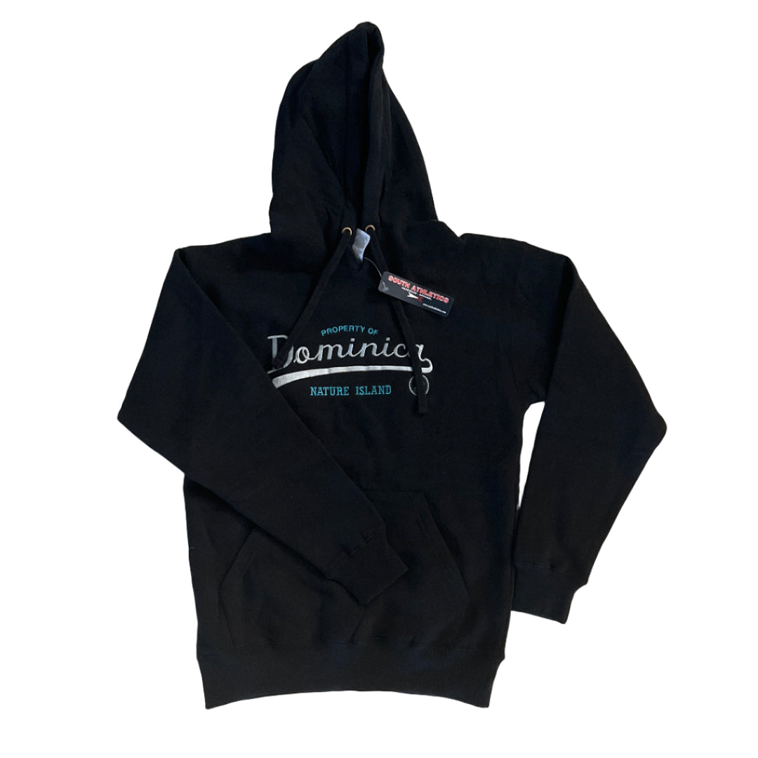 Black hoodie with branding