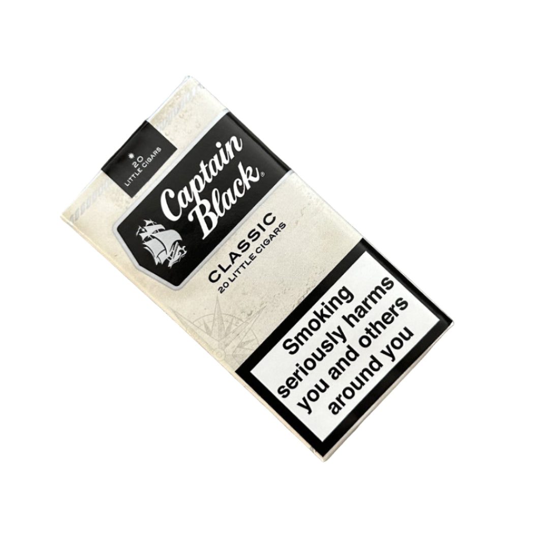 Captain Black classic little cigars packaging on a textured gray background