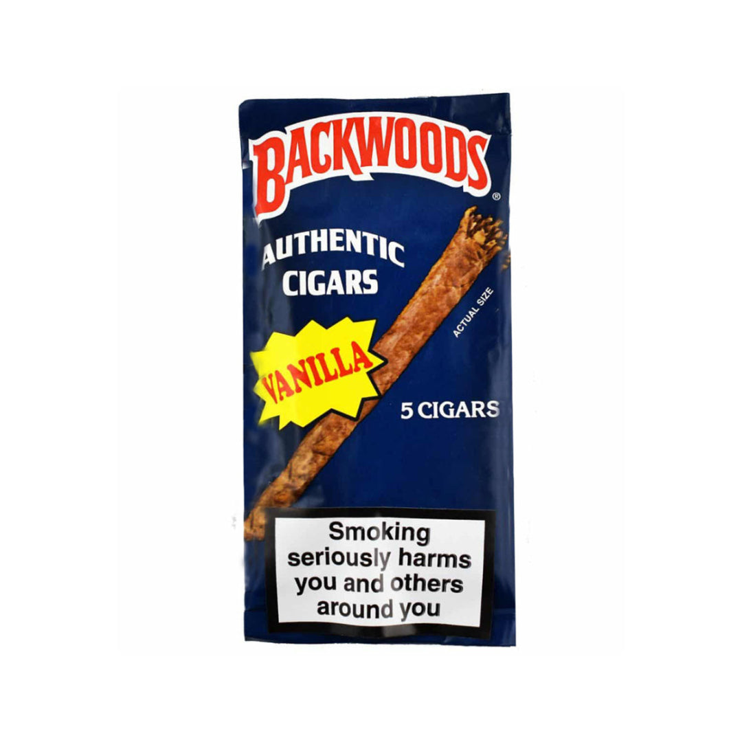 Backwoods Vanilla cigars packaging on a white background