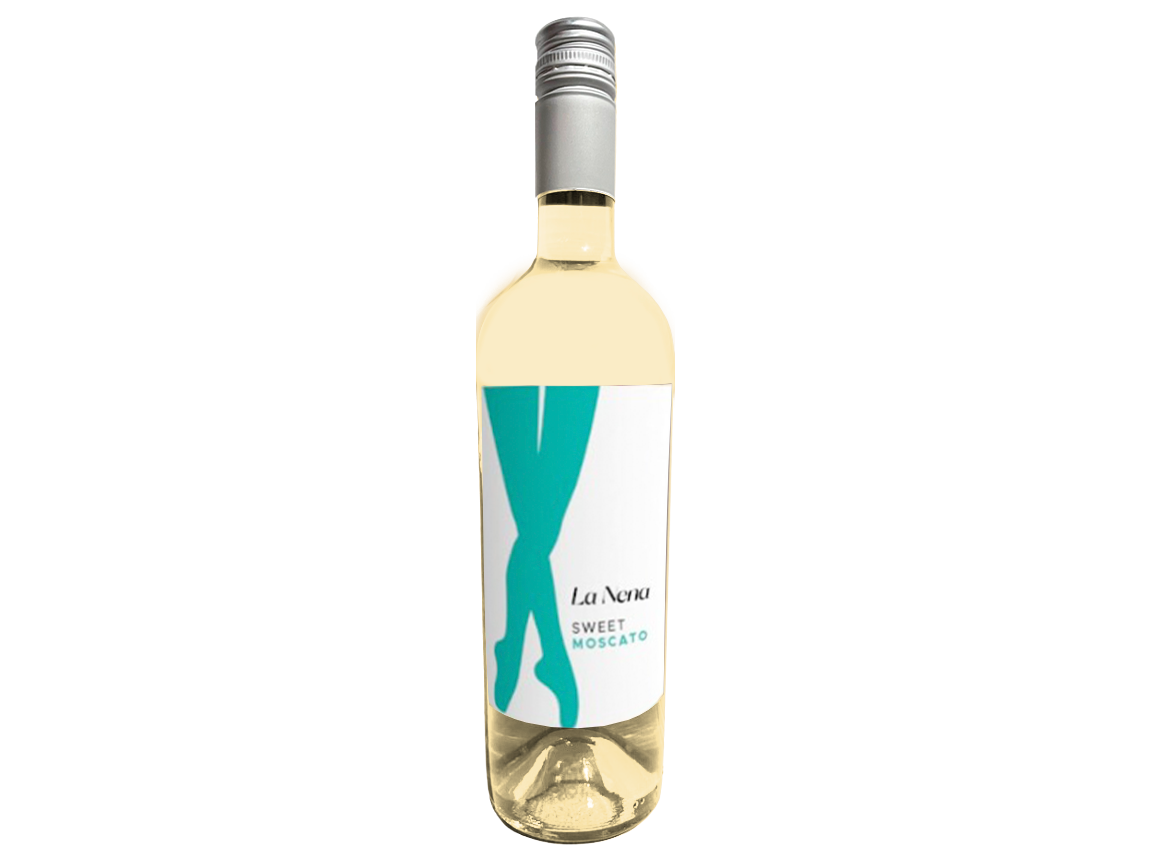 Wine bottle with a unique label featuring a design on a white background