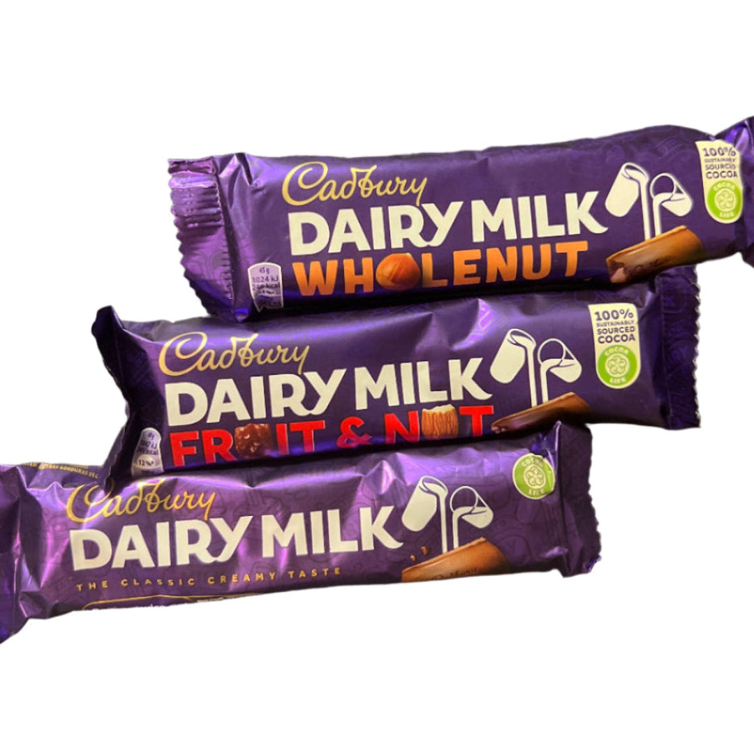 Three Cadbury Dairy Milk Fruit & Nut chocolate bars 