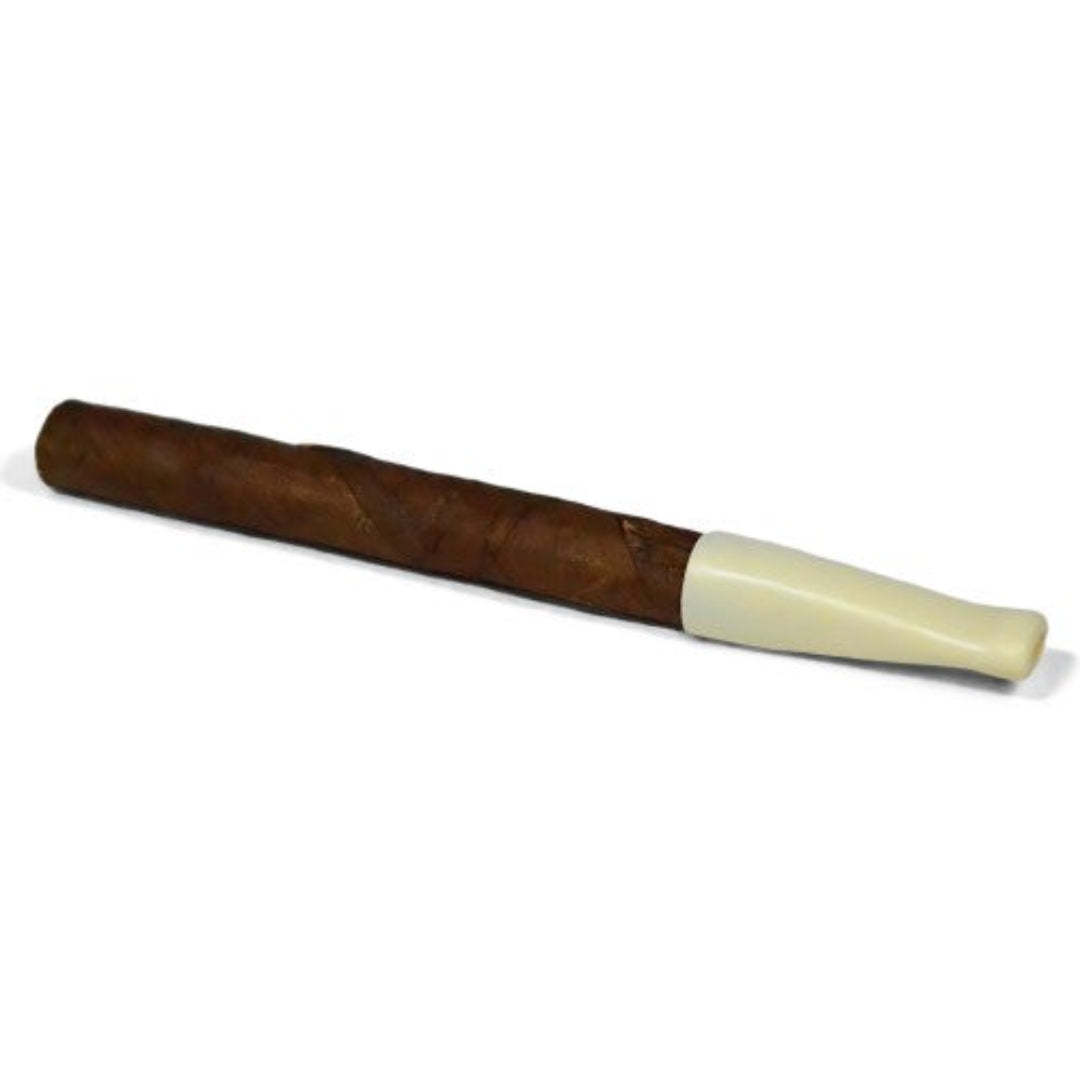 Cigar with a white tip on a white background