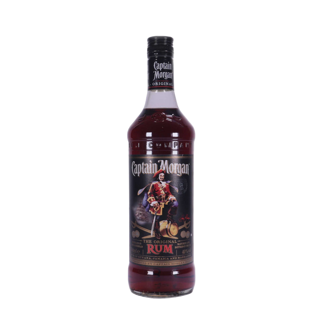 Captain Morgan rum bottle on a white background