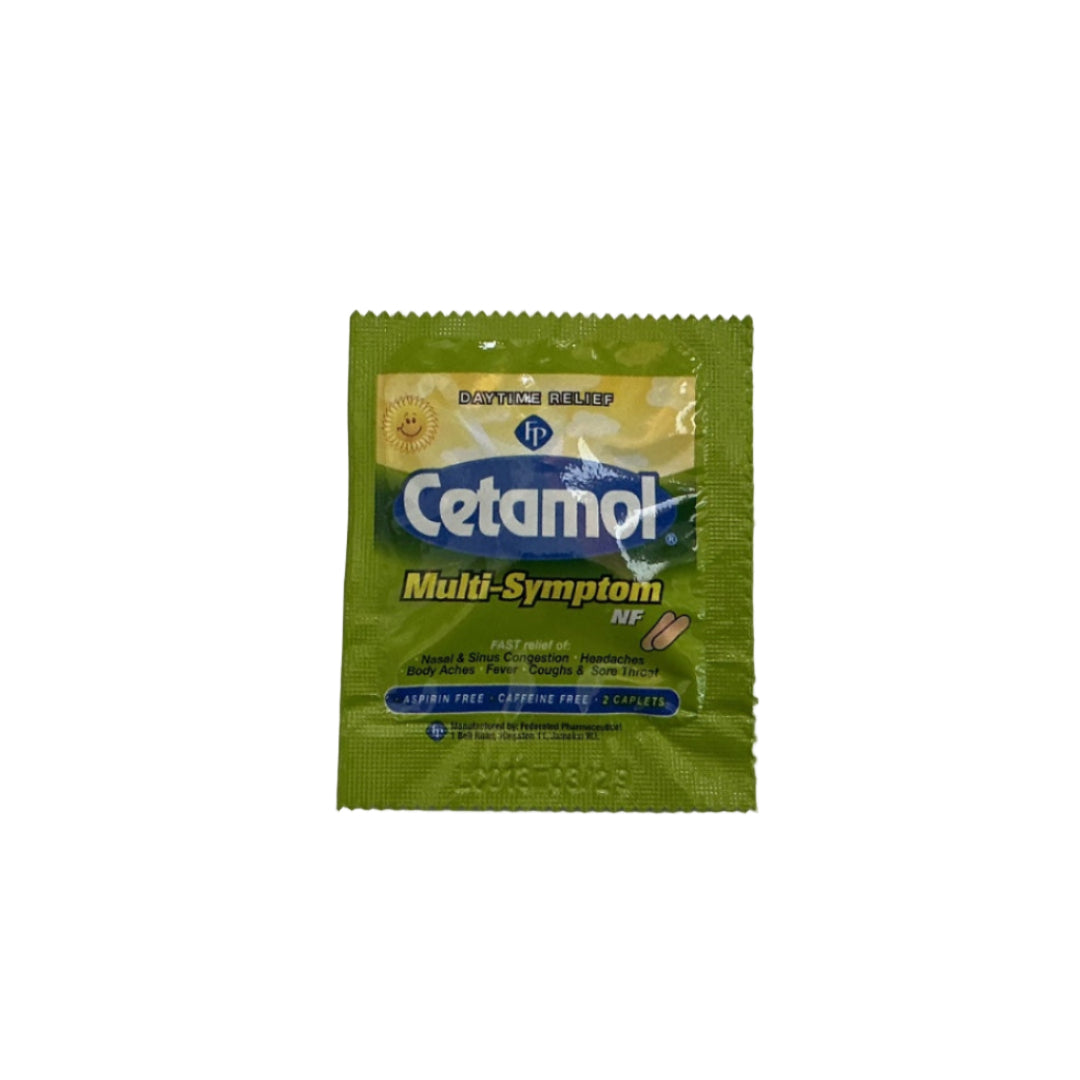 Cetamol multi-symptom packet on a white background