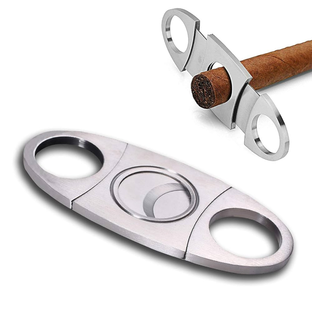 Cigar cutter with a wooden handle on a white background