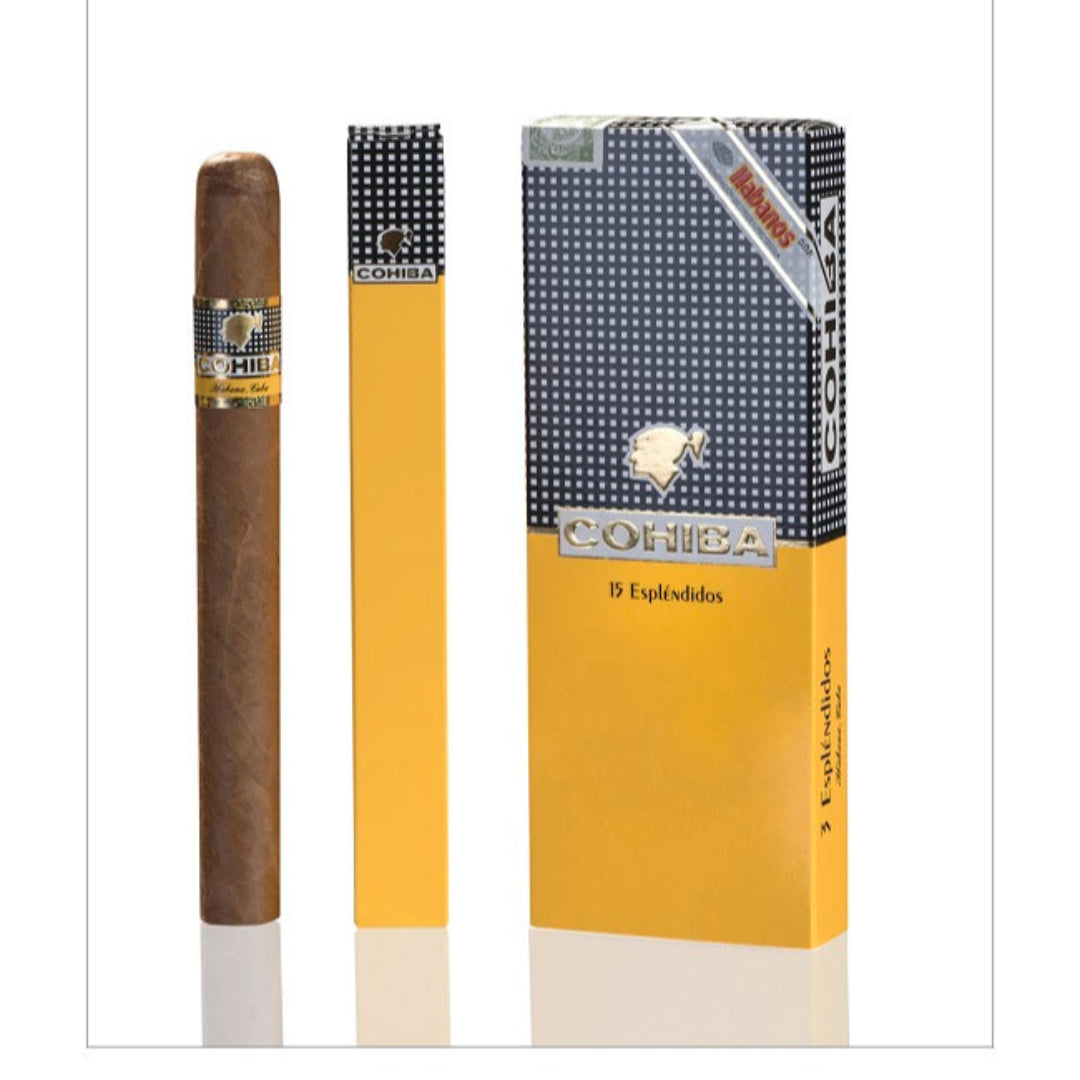Cigar and its packaging on a white background