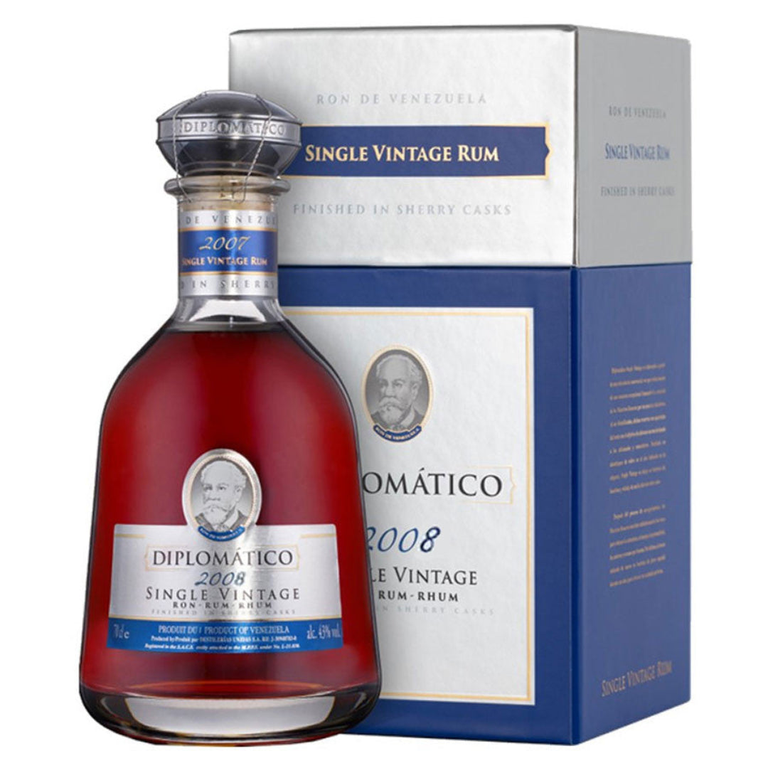Diplomatico Single Vintage Rum bottle and packaging on a white background