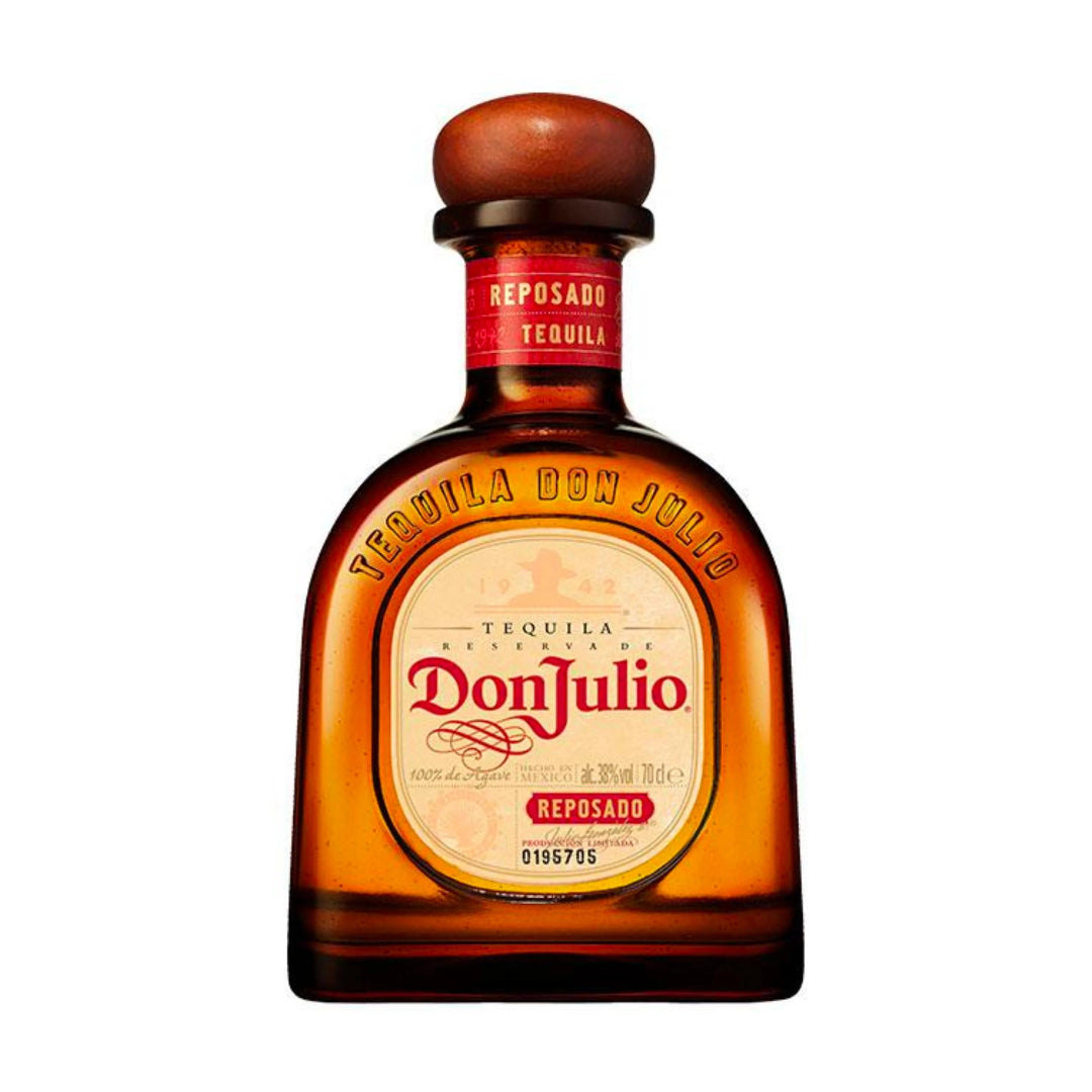 Don Julio Reposado tequila bottle on a white background