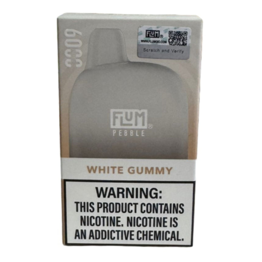 FUM white gummy product packaging on a shelf with various boxes and products in the background.
