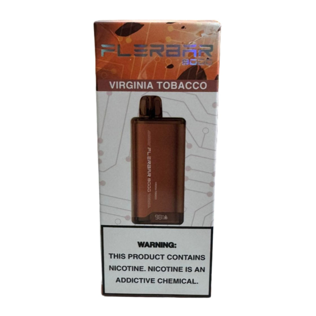 Flerbar Virginia Tobacco vape device packaging on a white background