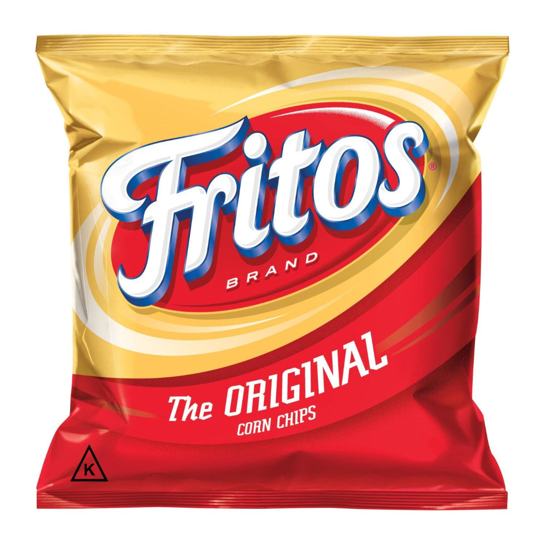 Fritos brand corn chips packaging on a white background