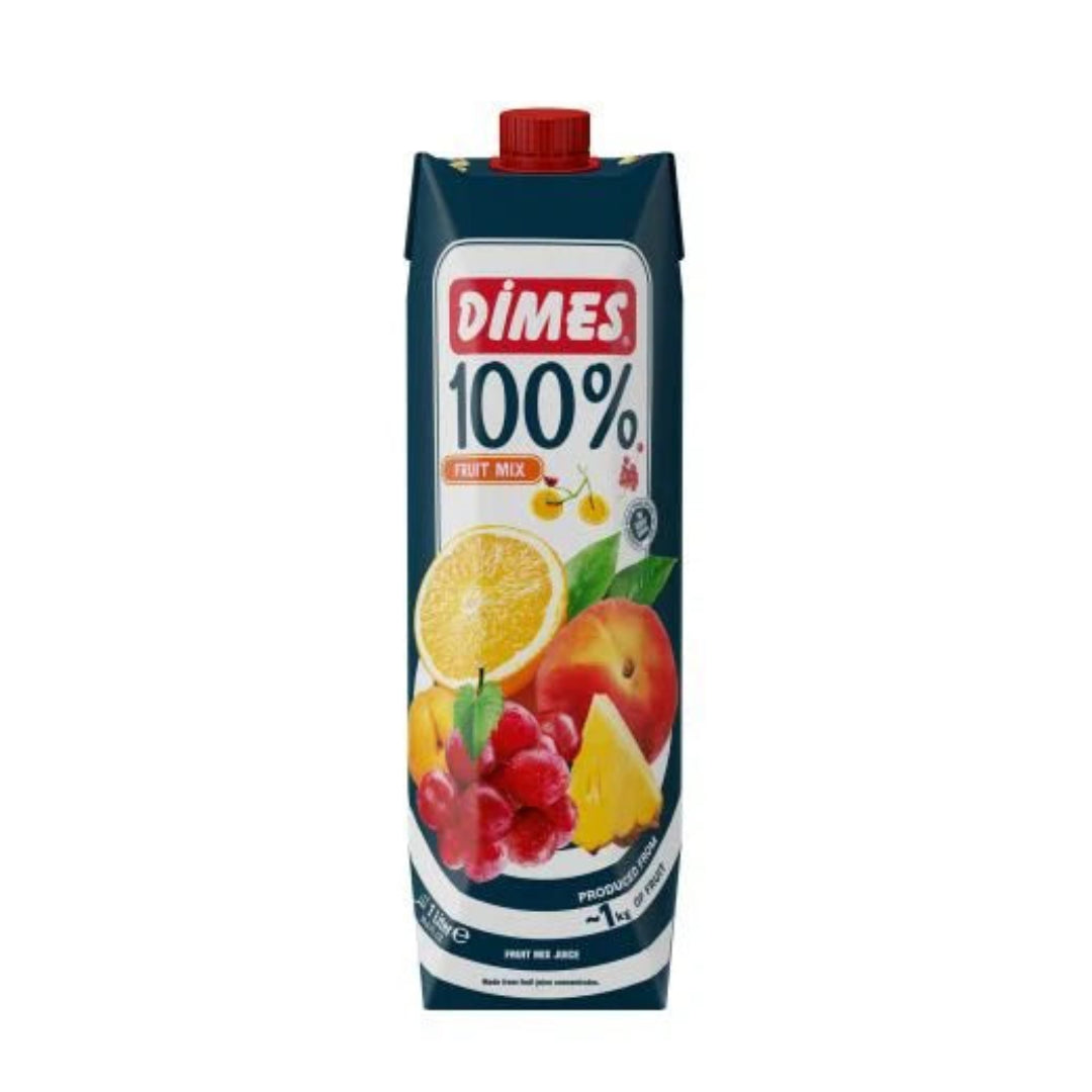 Dimes 100% Fruit Mix juice carton on a white background