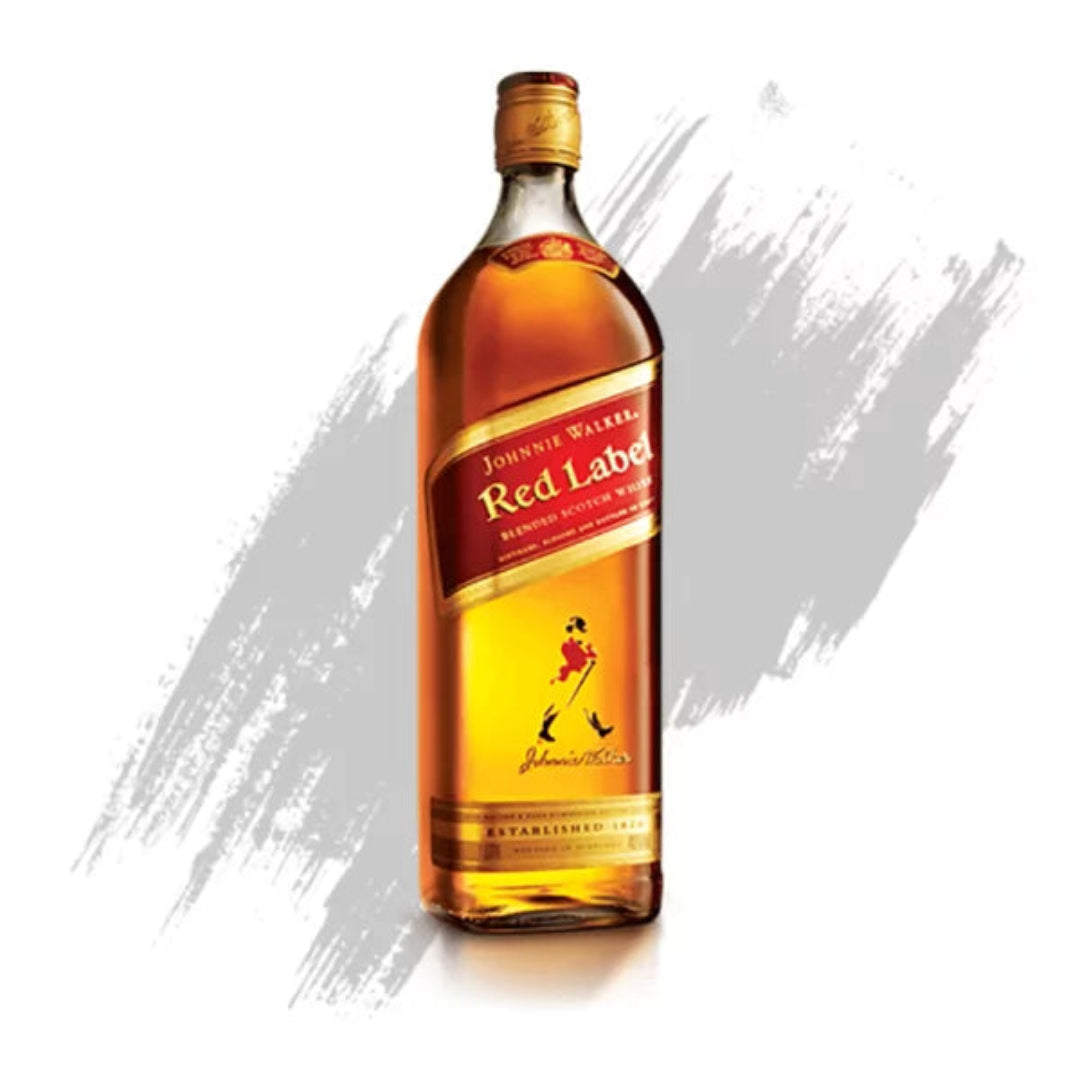 Johnnie Walker Red Label whisky bottle on a white background
