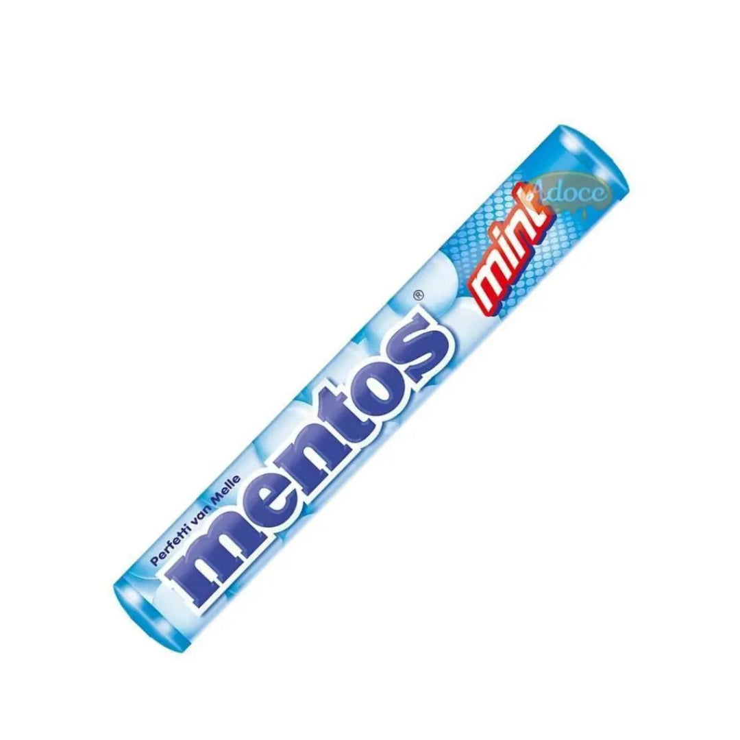 Mentos mint candy roll on a white background