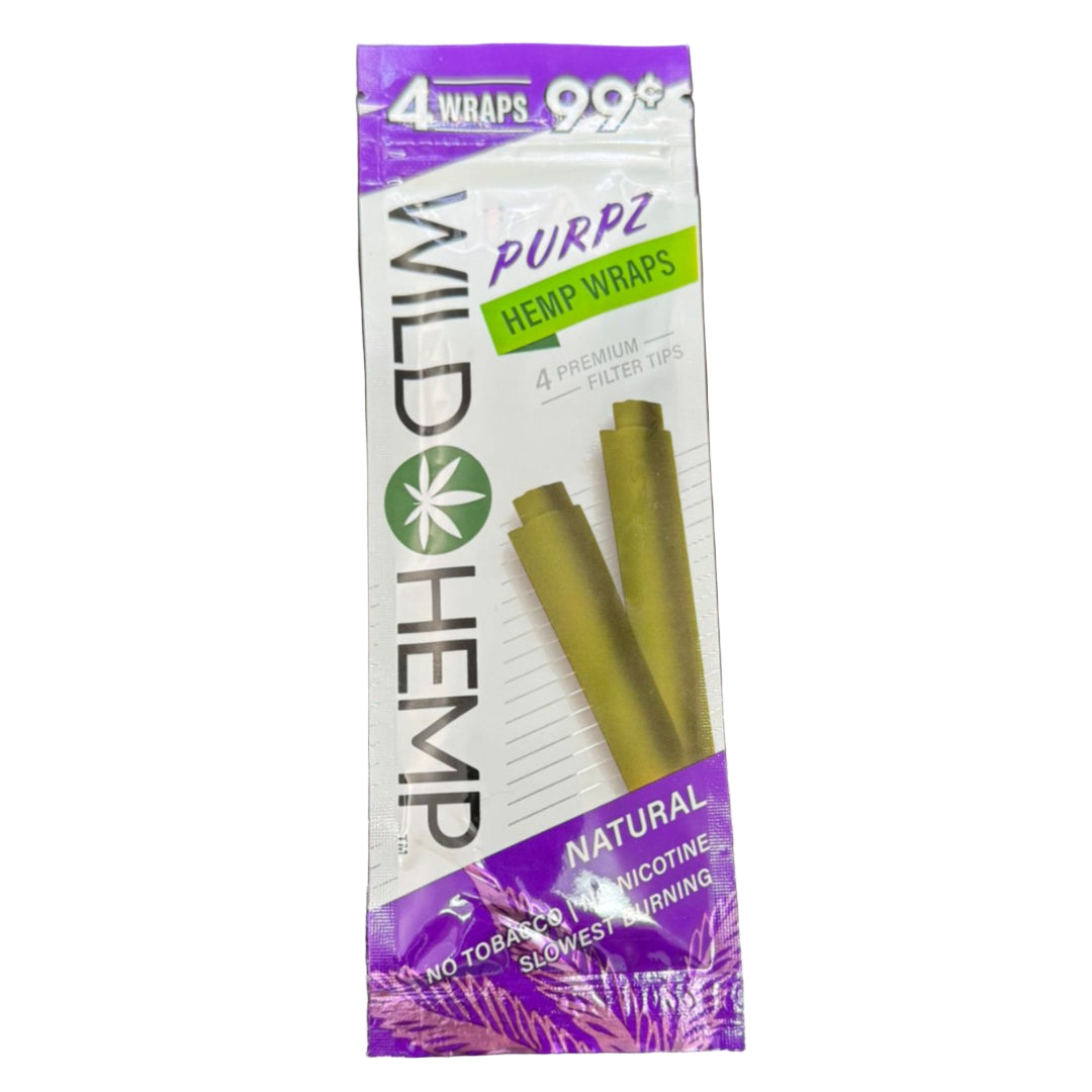 Pack of Wild Hemp wraps on a dark wooden surface