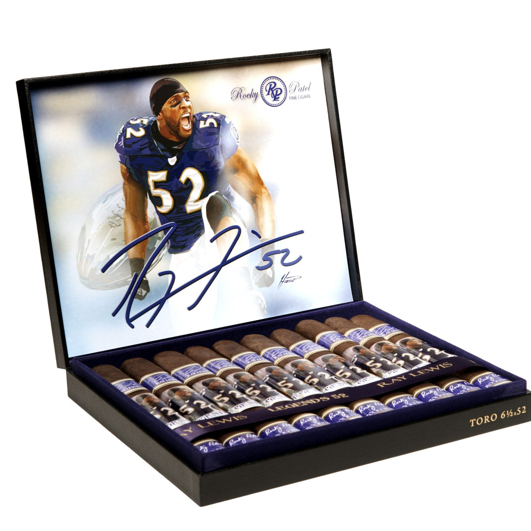 Cigar box with a picture of a football player and Ricky Proehl branding.