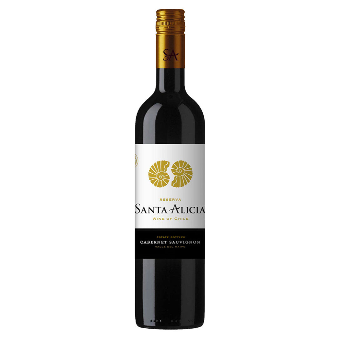 Wine bottle with Santa Lucia label on a white background