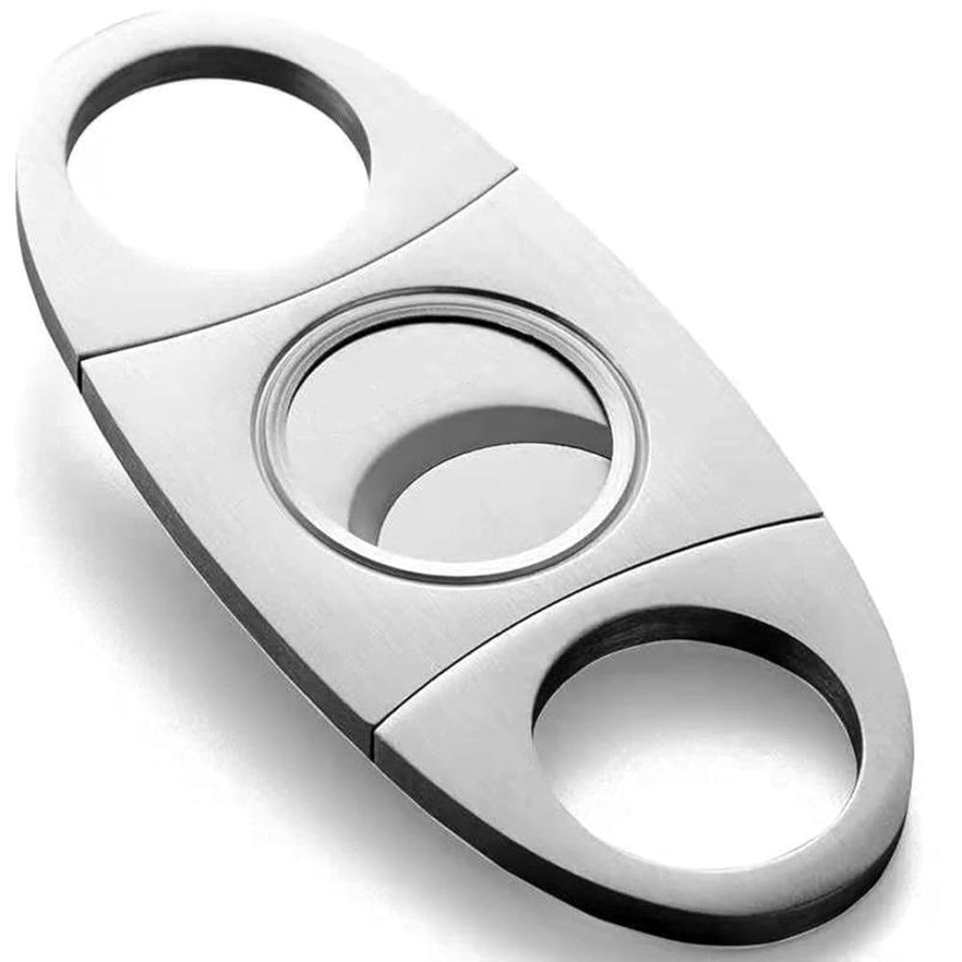 Silver cigar cutter on a white background