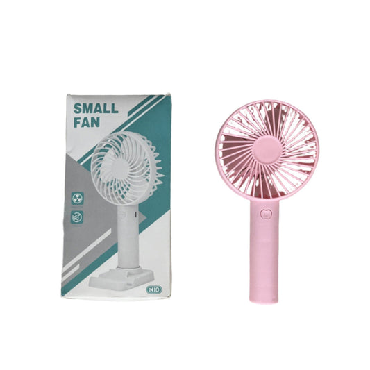 Pink handheld fan and its packaging 