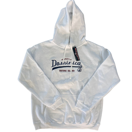 White hoodie with branding 