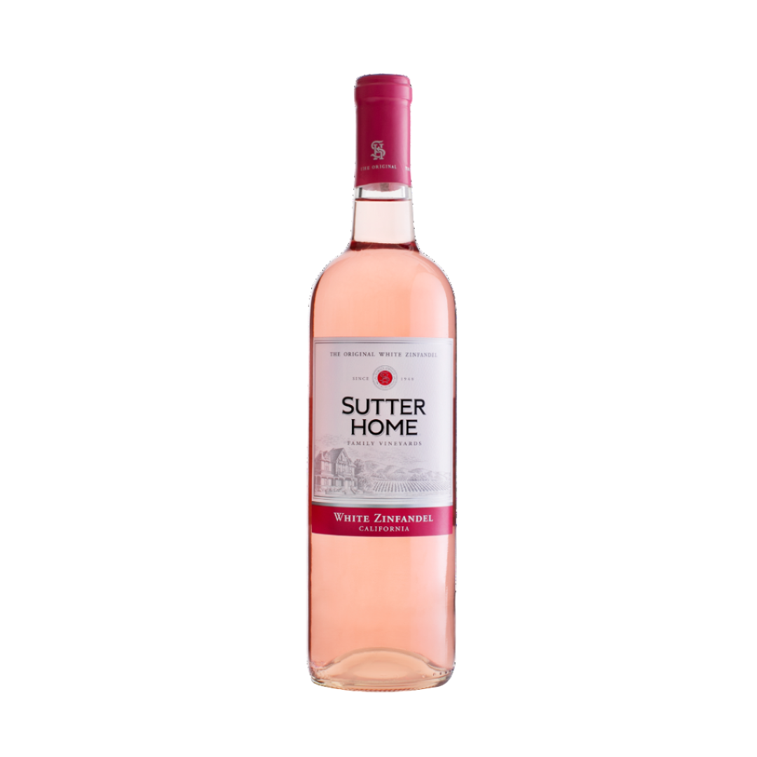 Sutter Home white zinfandel wine bottle on a white background