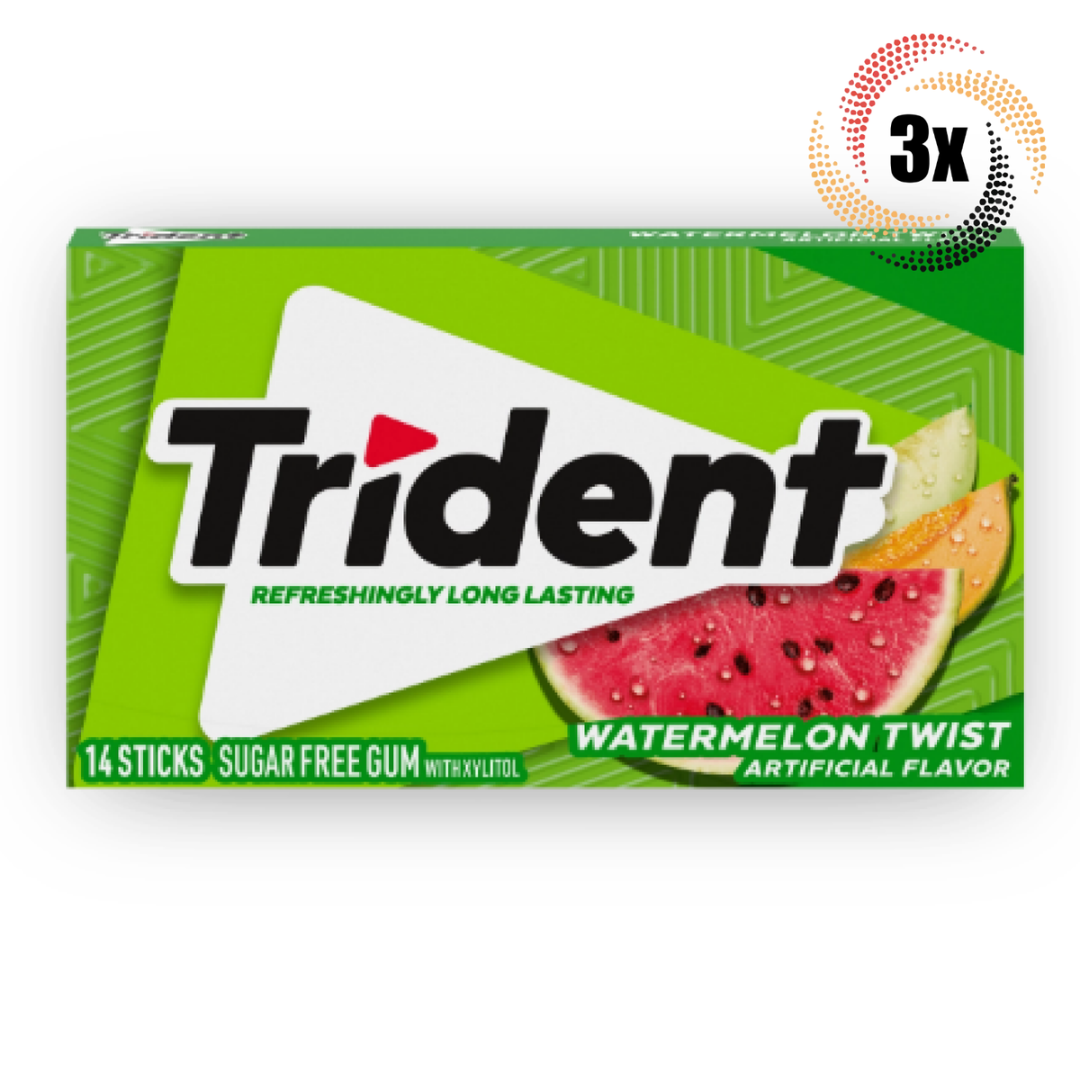 Trident watermelon twist gum packaging on a white background