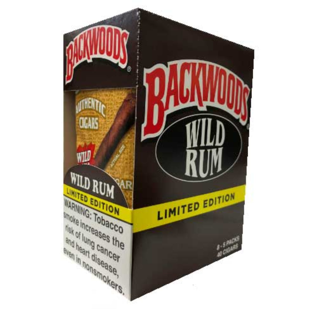 Backwoods Wild Rum limited edition packaging on a white background