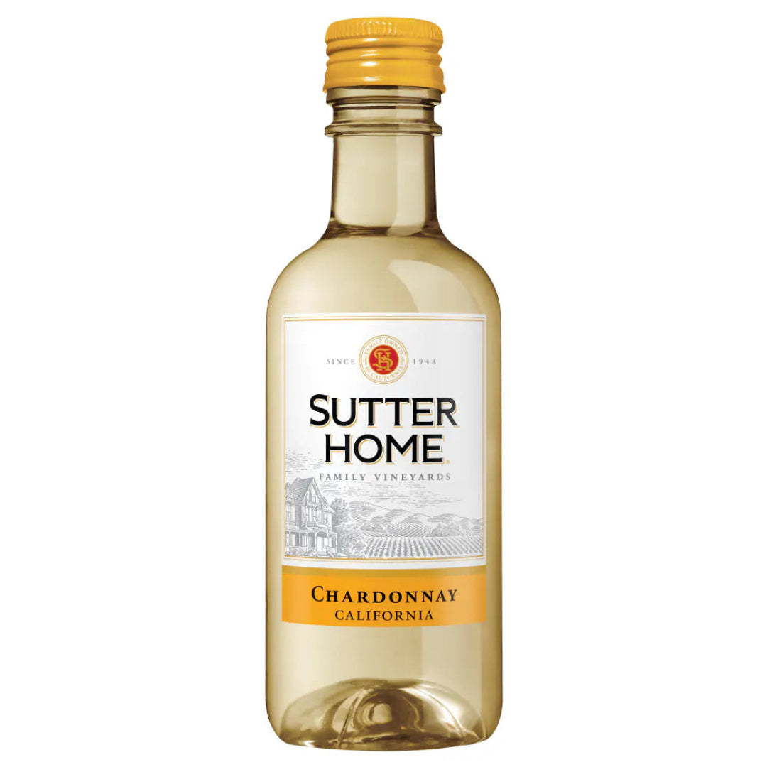Sutter Home Chardonnay wine bottle on a white background